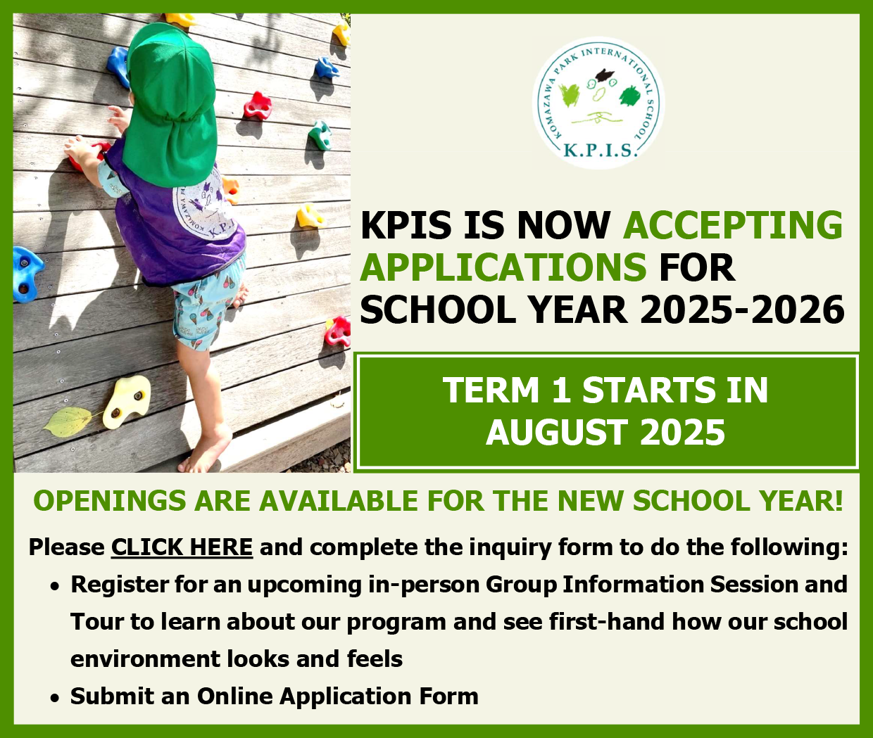 Komazawa park international school | KPIS IS ACCEPTING APPLICATIONS